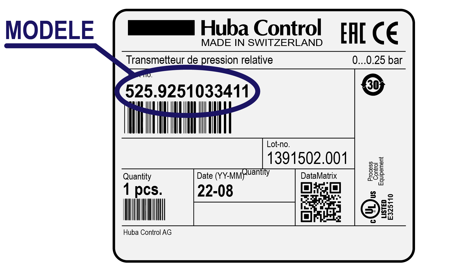 Étiquette HUBA CONTROL