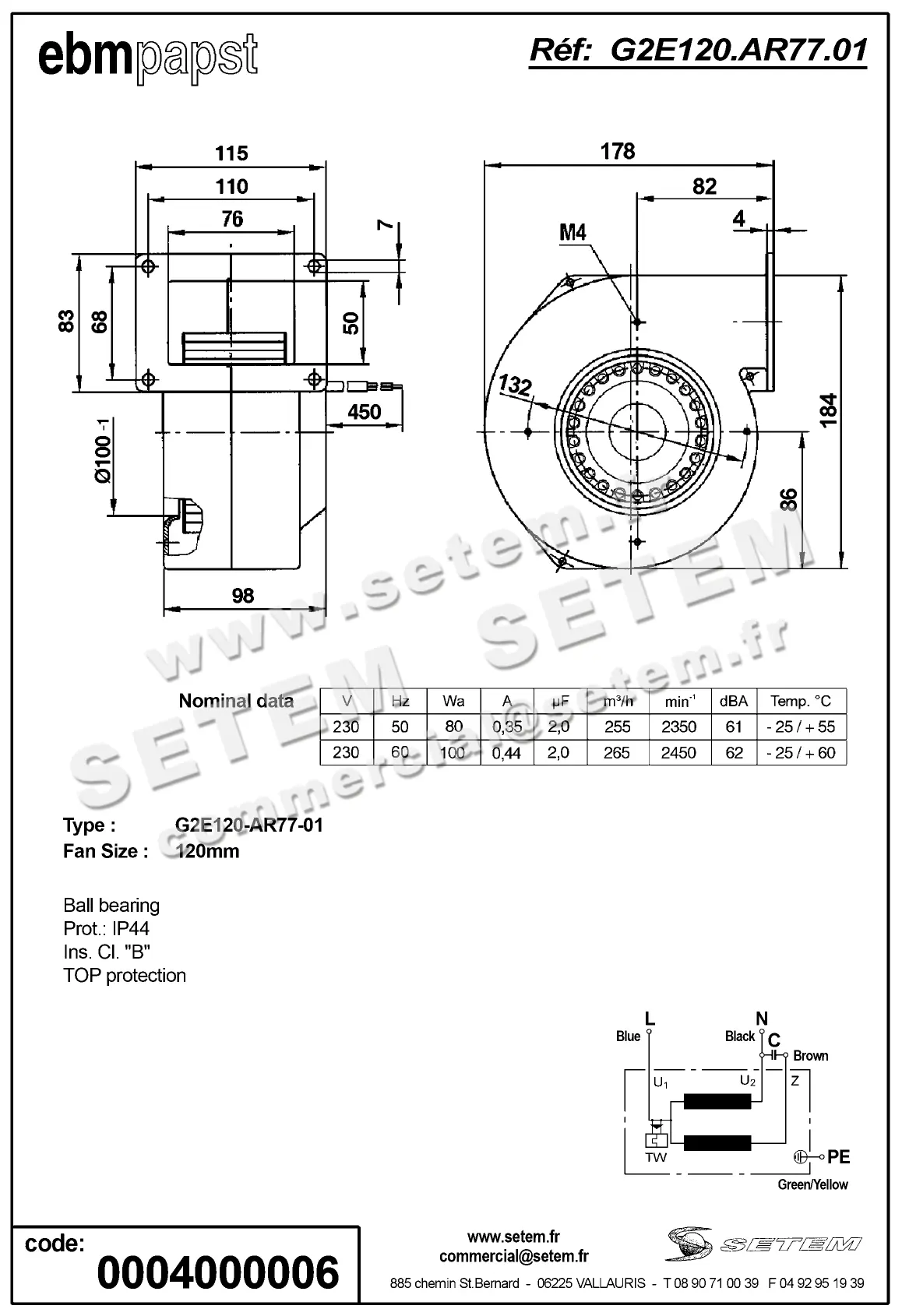 0004100006-VENTILATEUR EBMPAPST G2E120-AR77-01 3
