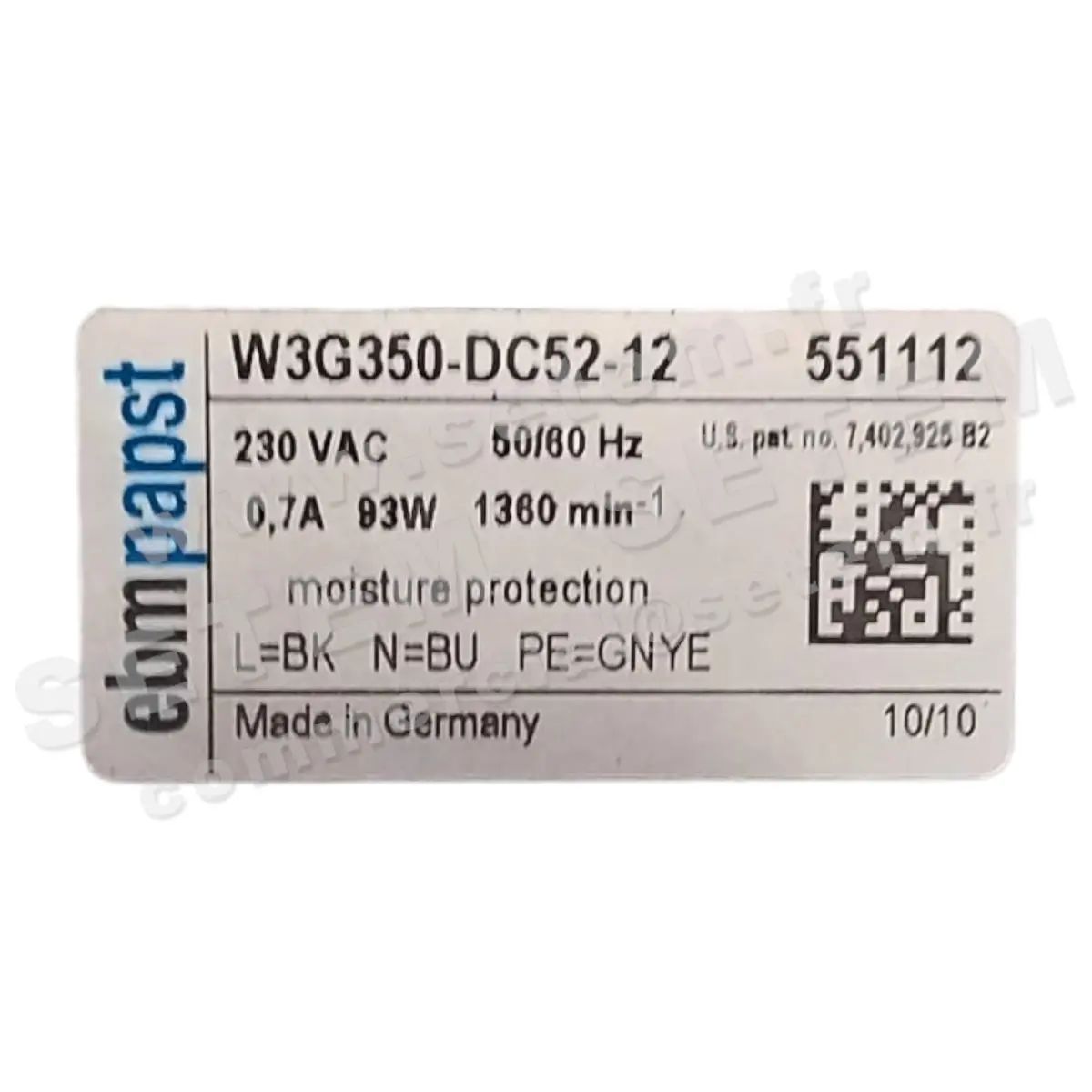 0004100549-VENTILATEUR EBM-PAPST W3G350-DC52-12