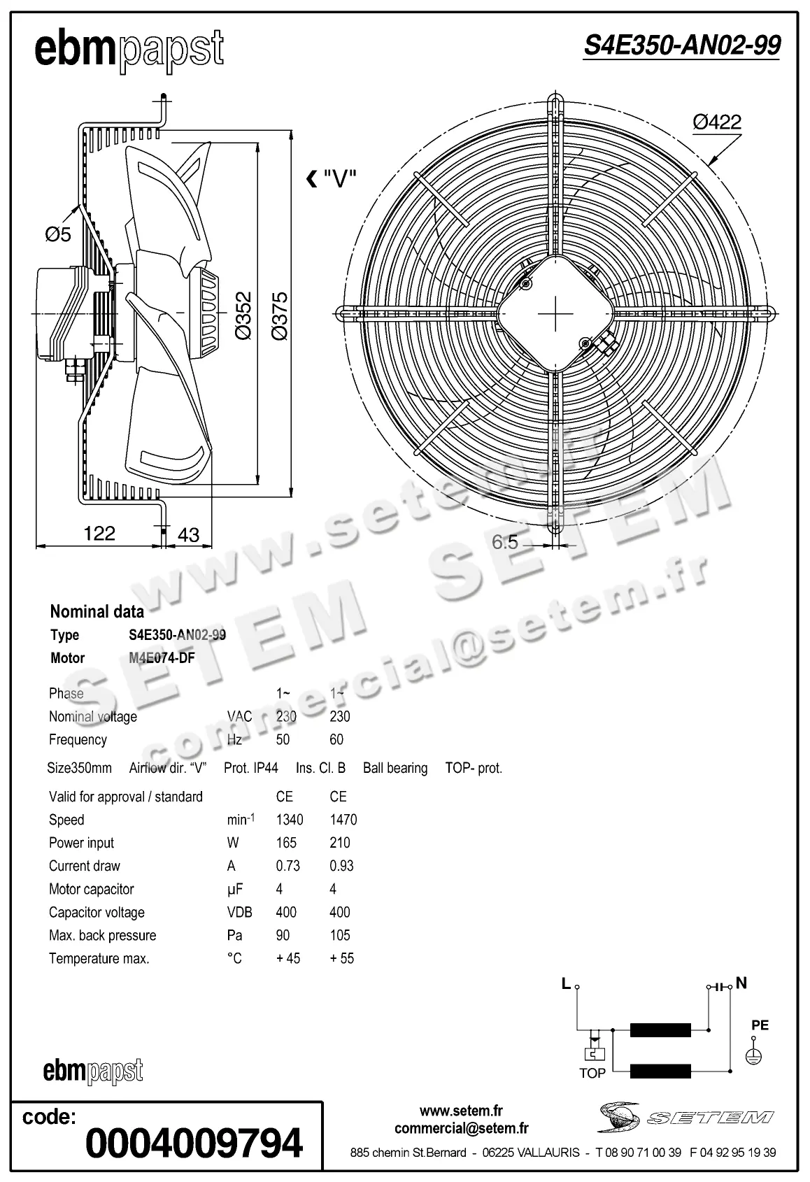 0004100562-VENTILATEUR EBMPAPST S4E350-AN02-99 2