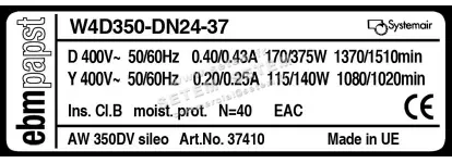 0004100579-VENTILATEUR EBMPAPST W4D350-DN24-37 "37410" 3