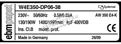 0004100580-VENTILATEUR EBMPAPST W4E350-DP06-38 "AW350E4K" 6