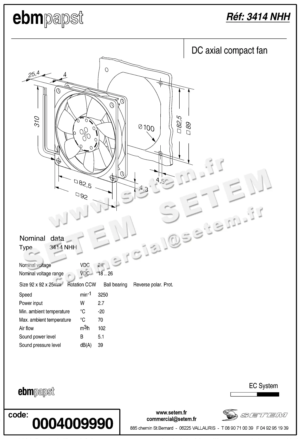 0004100597-VENTILATEUR EBMPAPST 3414NHH 2