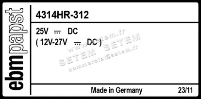 0004100628-VENTILATEUR EBMPAPST 4314HR-312 2