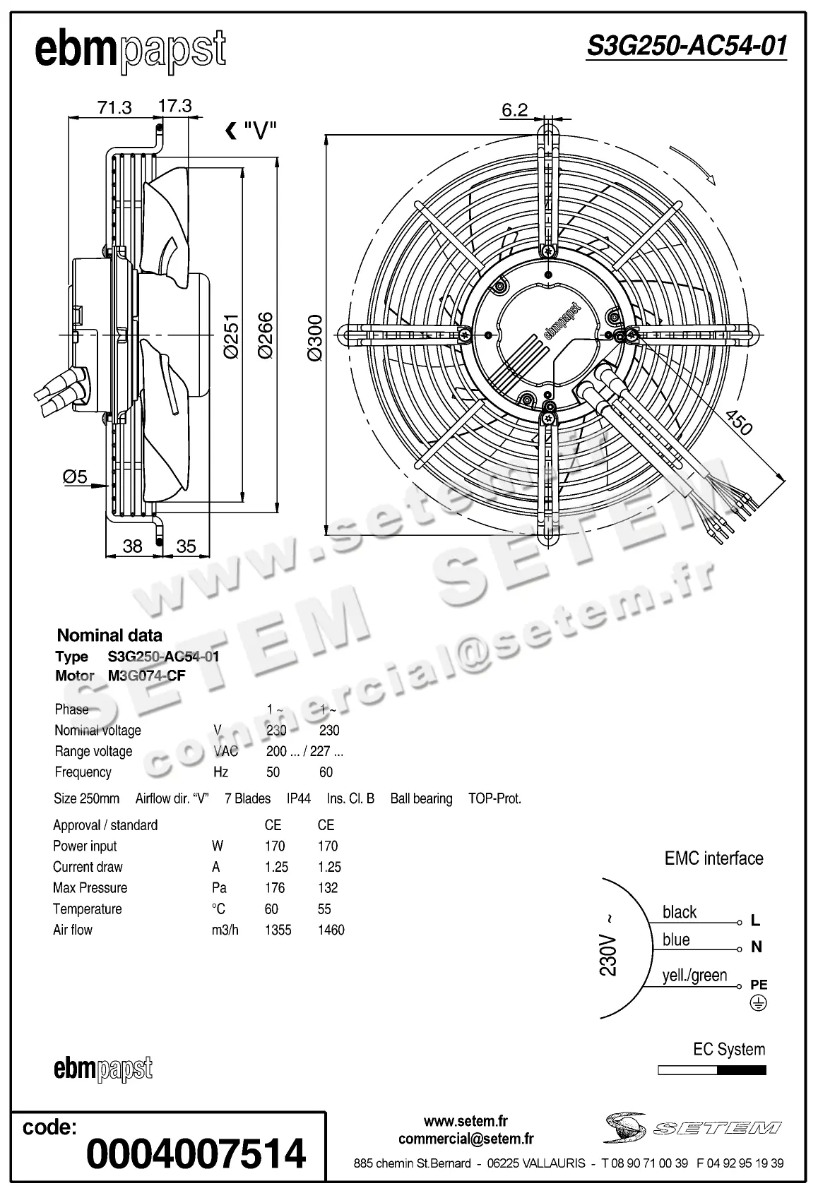 0004100749-VENTILATEUR EBMPAPST A3G250-AC54-01 2