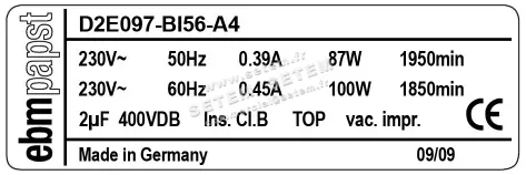 0004100967-VENTILATEUR EBMPAPST D2E097-BI56-A4 2