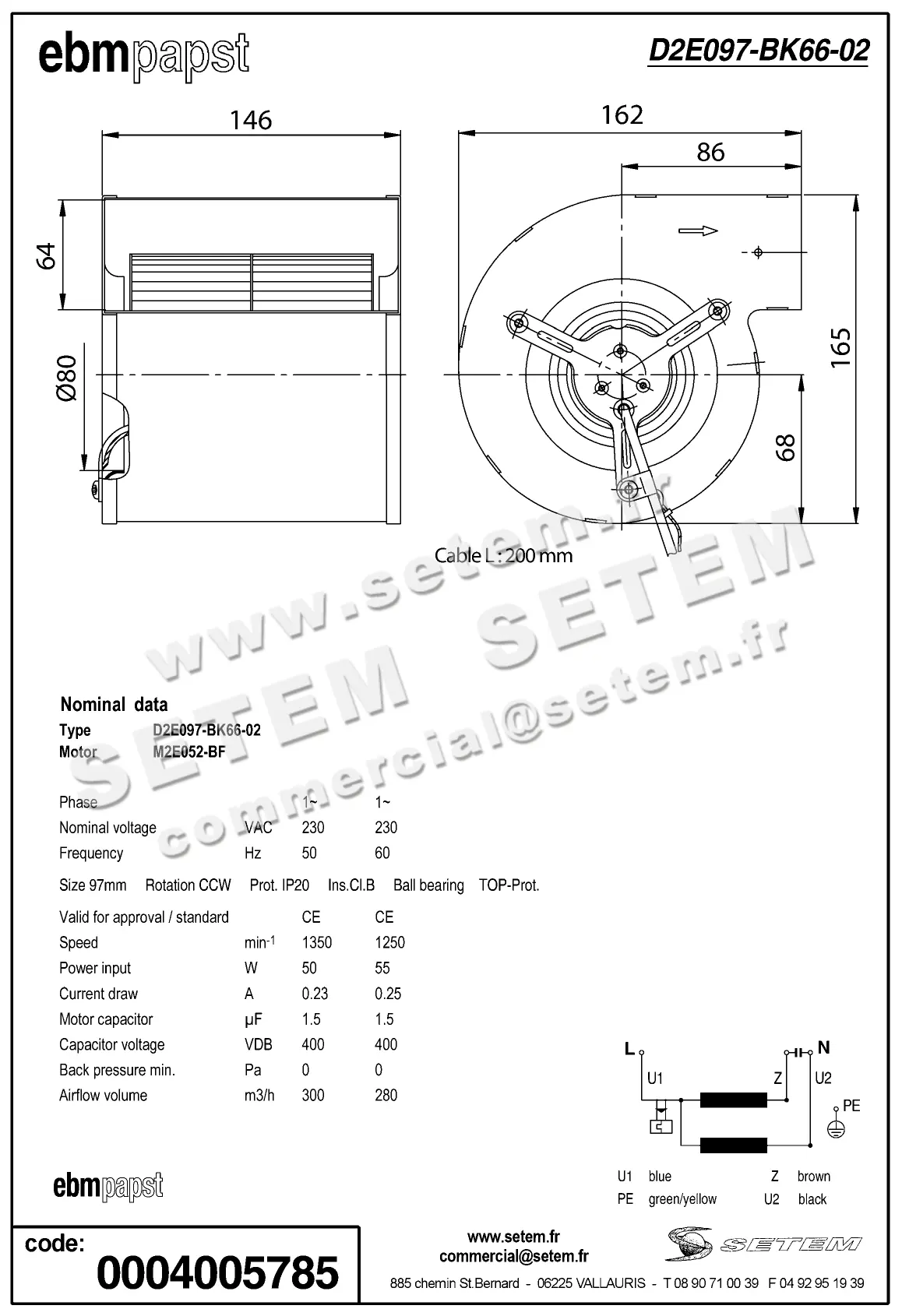 0004100988-VENTILATEUR EBMPAPST D2E097-BK66-02 2