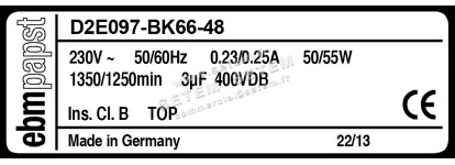 0004100989-VENTILATEUR EBMPAPST D2E097-BK66-48 3