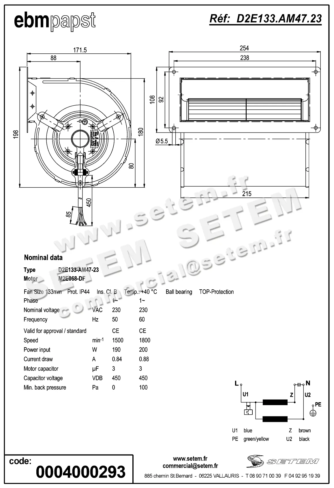 0004101053-VENTILATEUR EBMPAPST D2E133.AM47.23 2