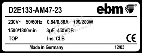 0004101053-VENTILATEUR EBMPAPST D2E133.AM47.23 3