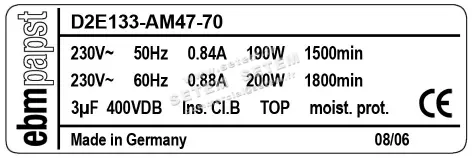 0004101056-VENTILATEUR EBMPAPST D2E133-AM47-70 2