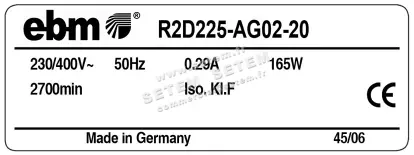 0004101123-MOTOTURBINE EBMPAPST R2D225-AG02-20 3