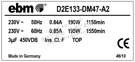 0004101171-VENTILATEUR EBMPAPST D2E133-DM47-A2 2