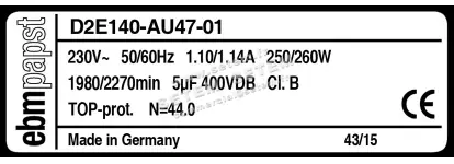 0004101219-VENTILATEUR EBMPAPST D2E140.AU47.01 3