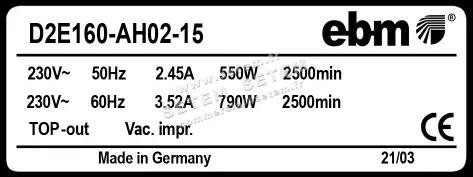 0004101402-VENTILATEUR EBMPAPST D2E160.AH02.15 3
