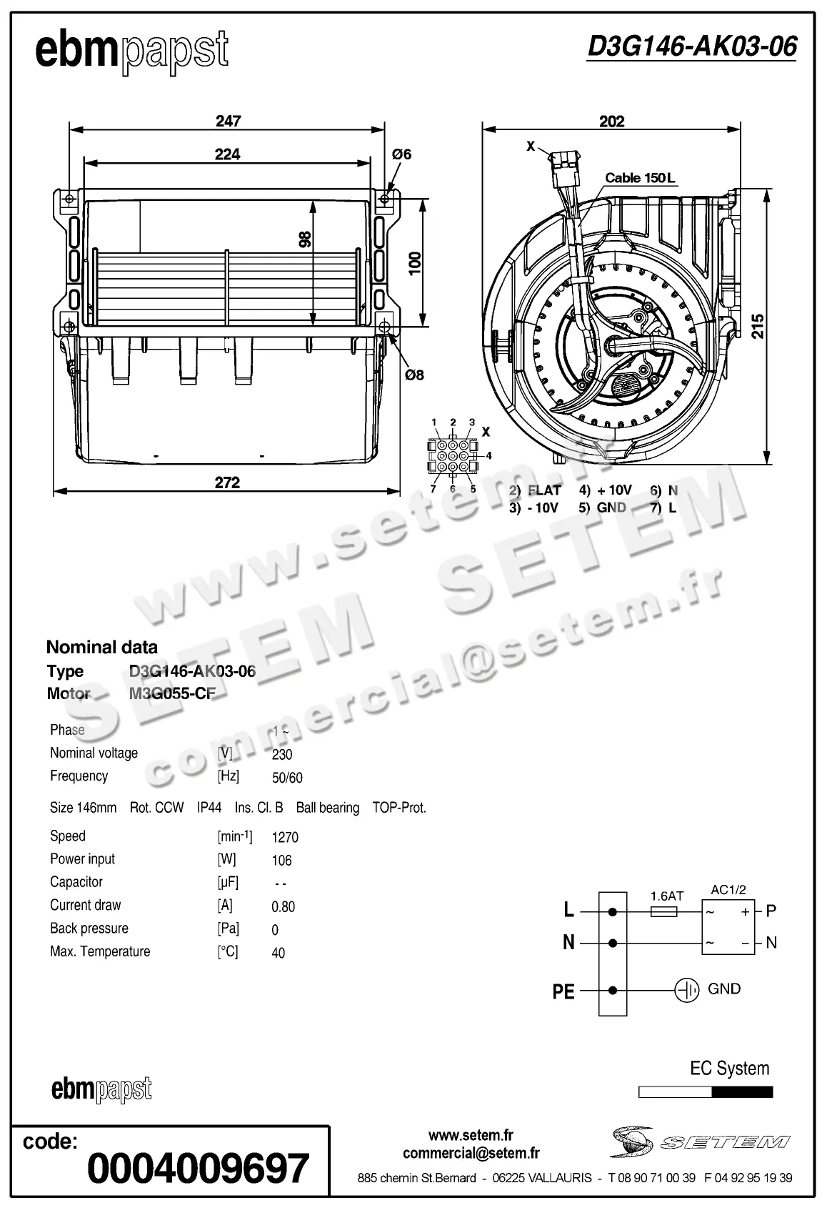 0004101415-VENTILATEUR EBMPAPST D3G146.AK03.06 2