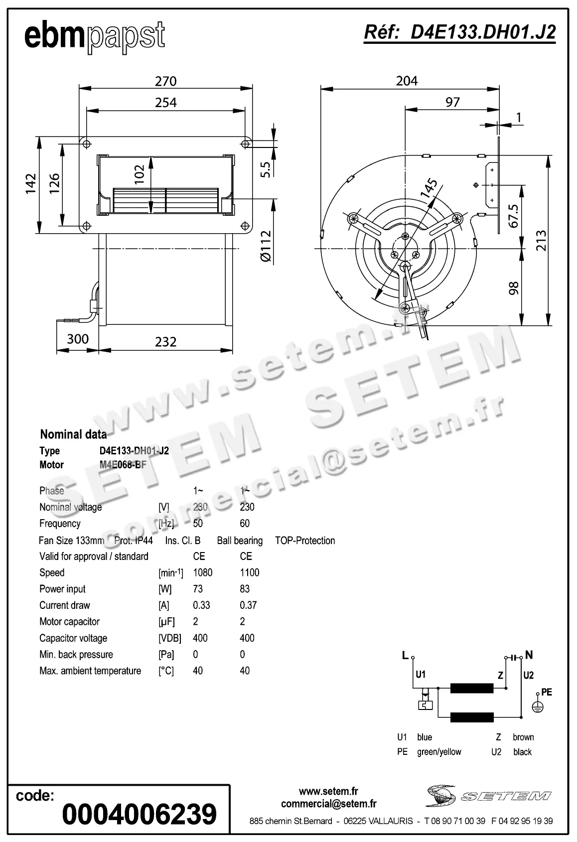 0004101505-VENTILATEUR EBMPAPST D4E133.DH01.J2 2