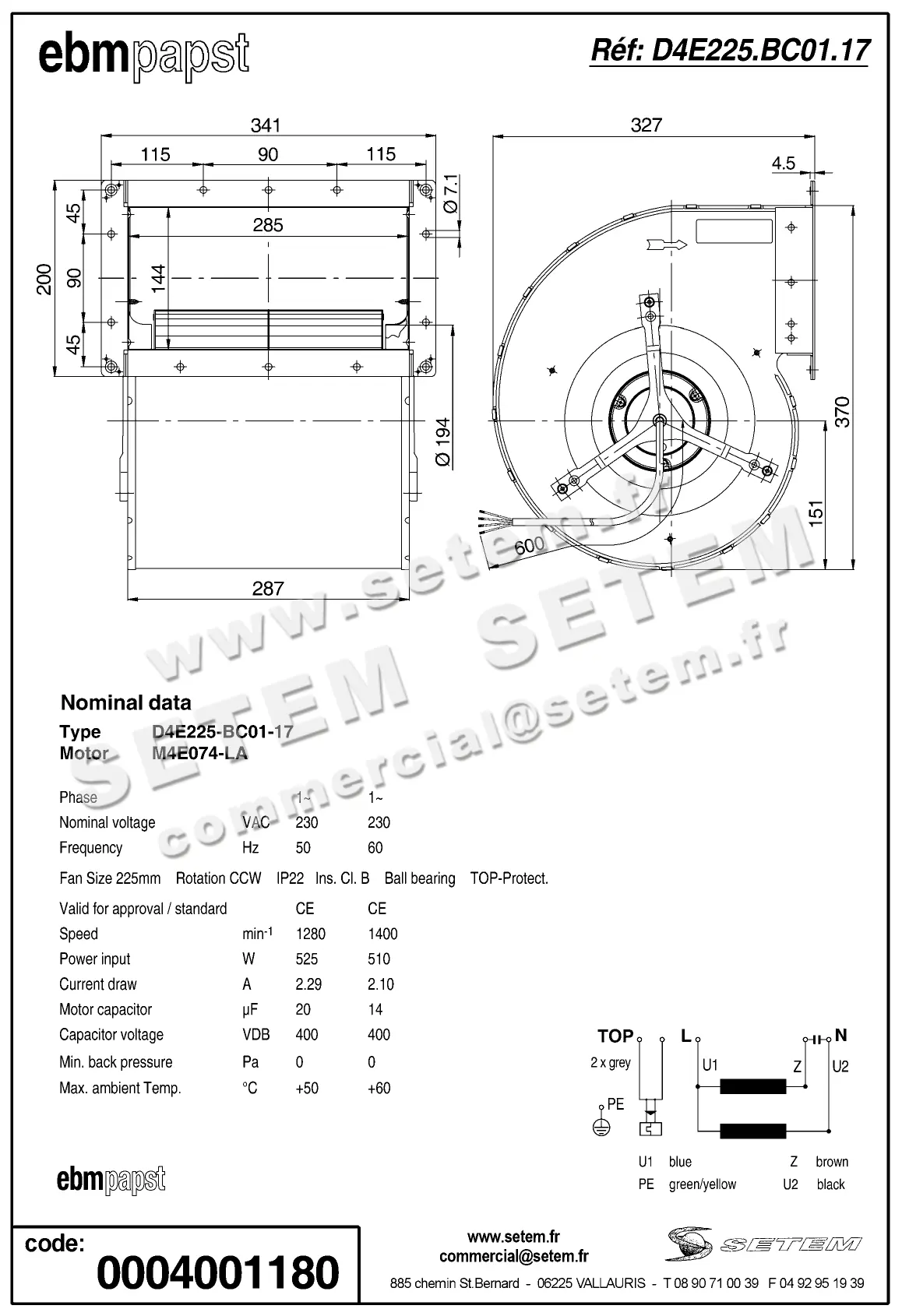 0004101653-VENTILATEUR EBMPAPST D4E225.BC01.17 3
