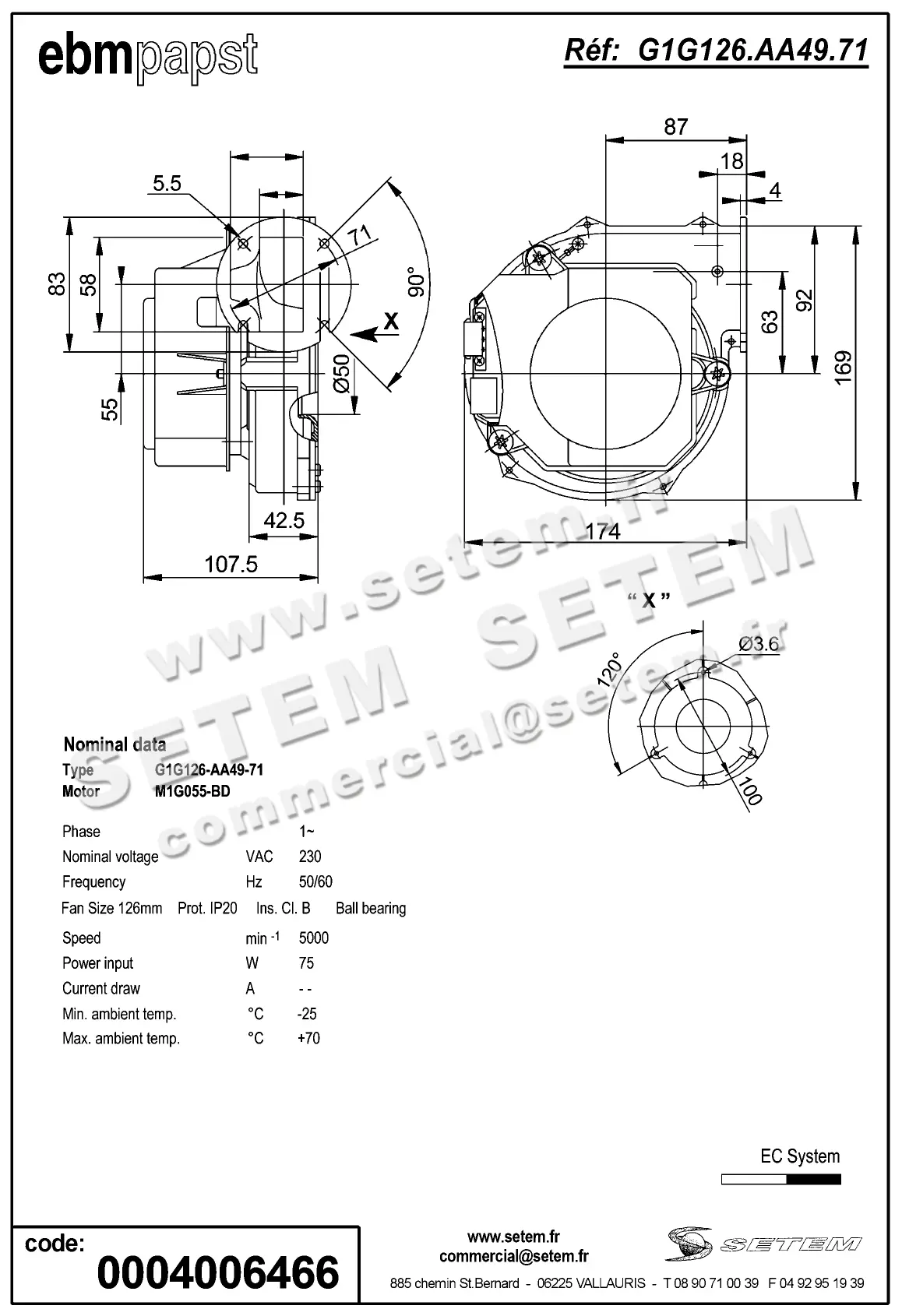 0004101757-VENTILATEUR EBMPAPST G1G126.AA49.71 2