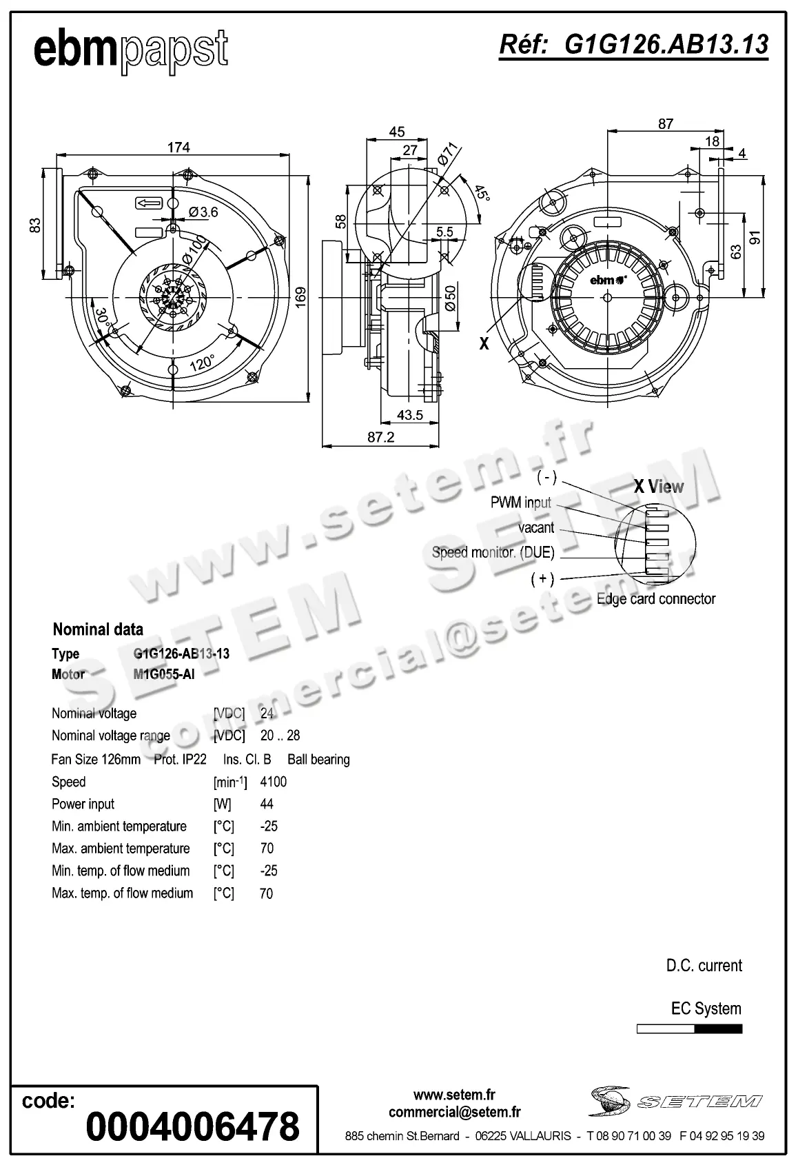 0004101770-VENTILATEUR EBMPAPST G1G126-AB13-13 2