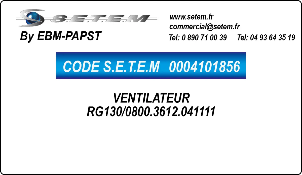 0004101856-VENTILATEUR EBMPAPST RG130/0800.3612.041111 *55667.20031*