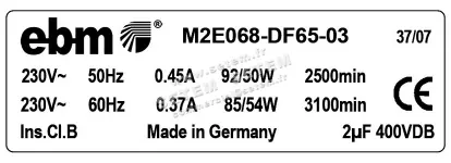 0004101906-MOTEUR EBMPAPST M2E068.DF65.03 3