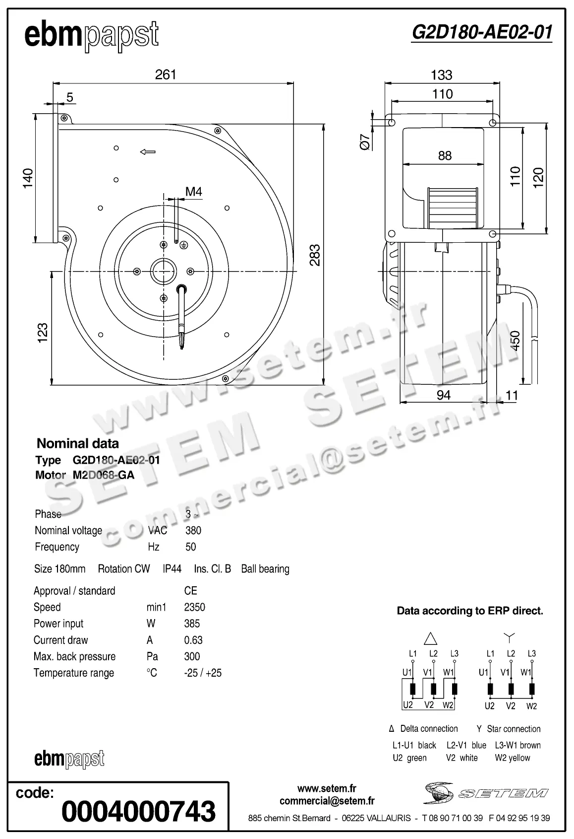 0004101988-VENTILATEUR EBMPAPST G2D180-AE02-01 2