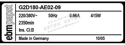0004101989-VENTILATEUR EBMPAPST G2D180-AE02-09 2