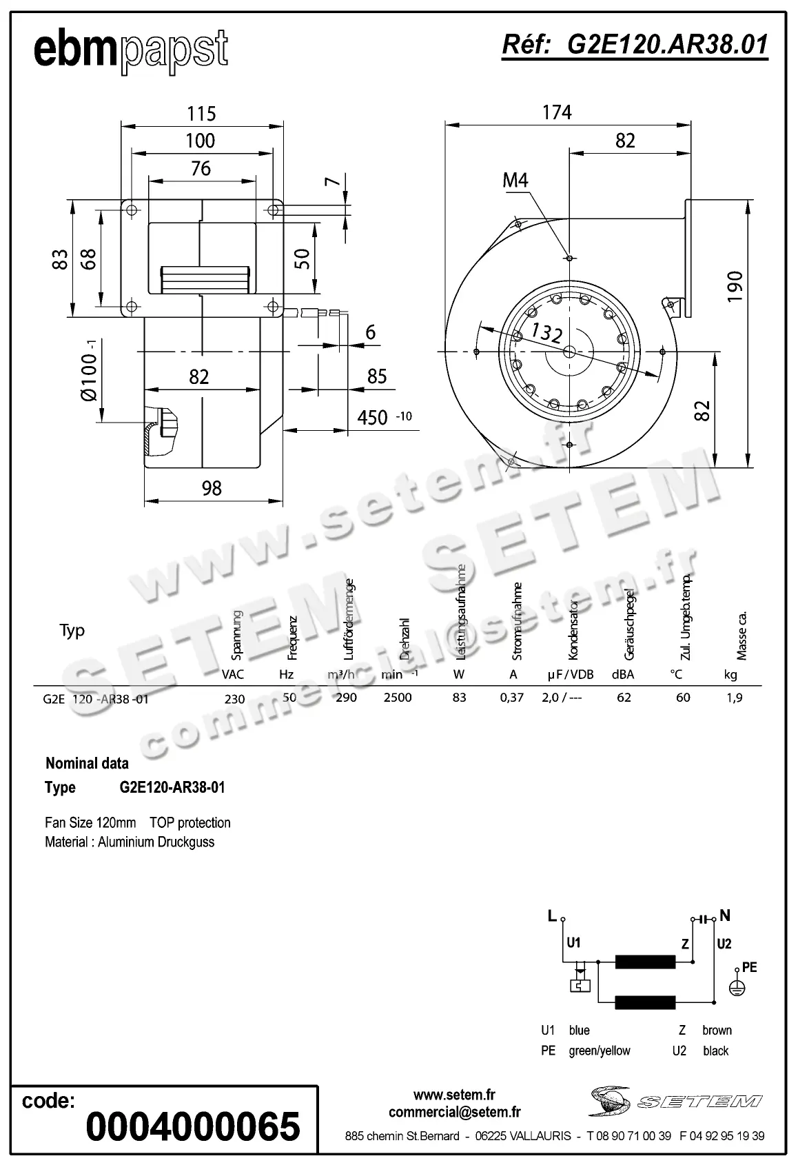 0004102089-VENTILATEUR EBMPAPST G2E120-AR38-01 2