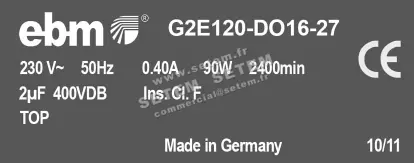 0004102157-VENTILATEUR EBMPAPST G2E120.DO16.27 2