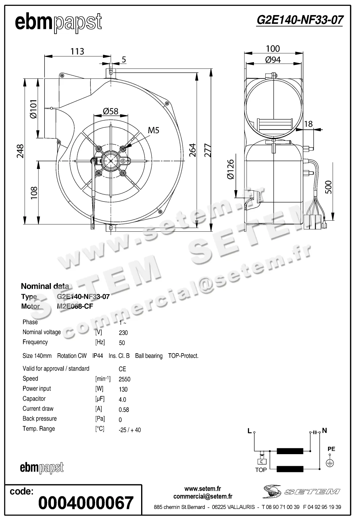 0004102254-VENTILATEUR EBMPAPST G2E140-NF33-07 2