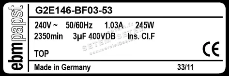 0004102310-VENTILATEUR EBMPAPST G2E146-BF03-53 2