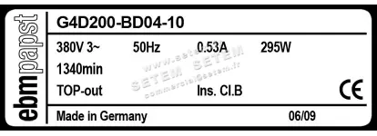 0004102554-VENTILATEUR EBMPAPST G4D200.BD04.10 2