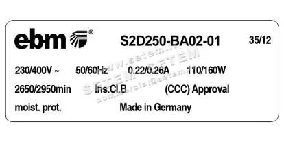 0004102842-VENTILATEUR EBMPAPST S2D250.BA02.01 2