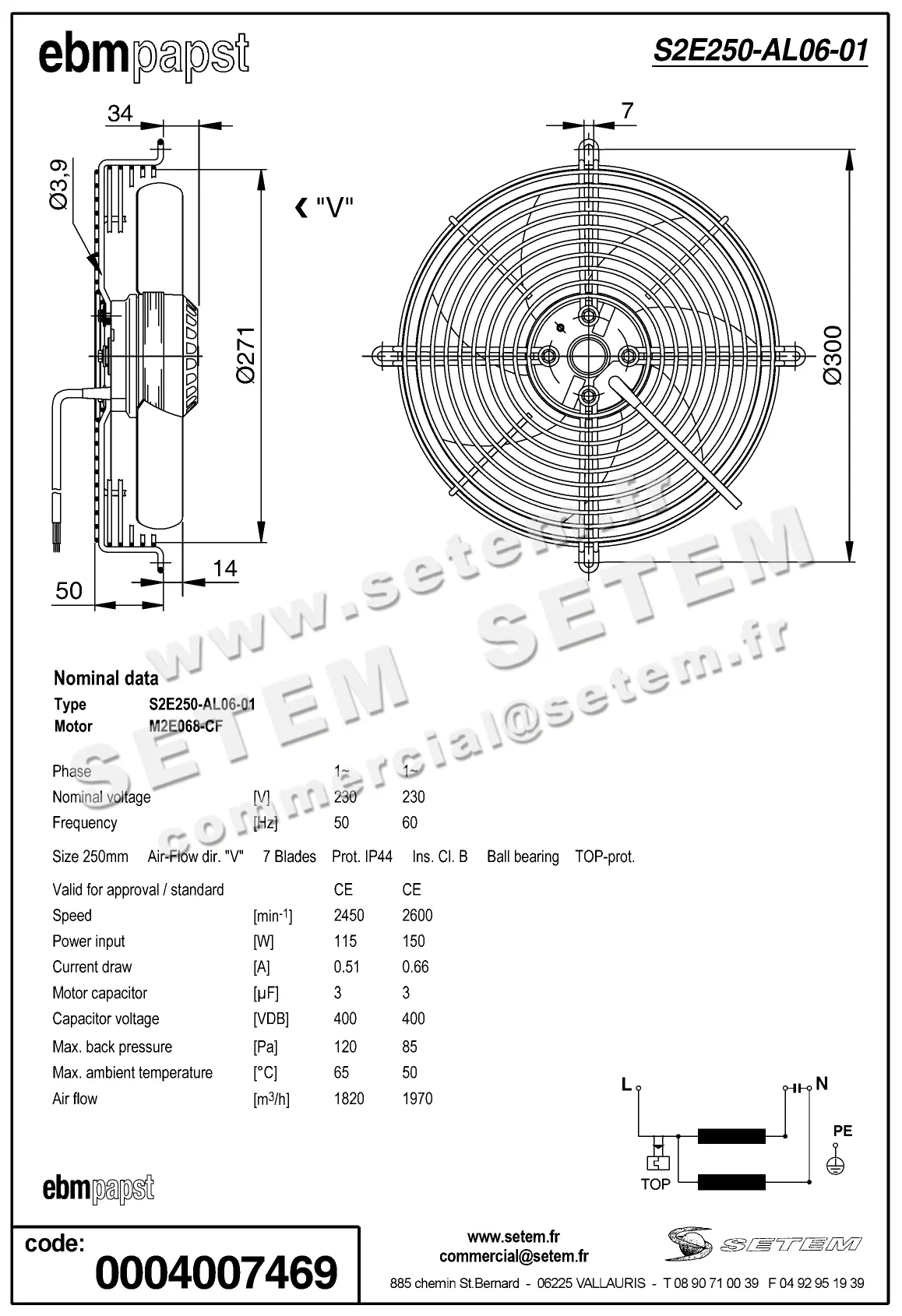 0004102912-VENTILATEUR EBMPAPST S2E250.AL06.01 2