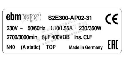 0004102946-VENTILATEUR EBMPAPST S2E300.BP02.31 2