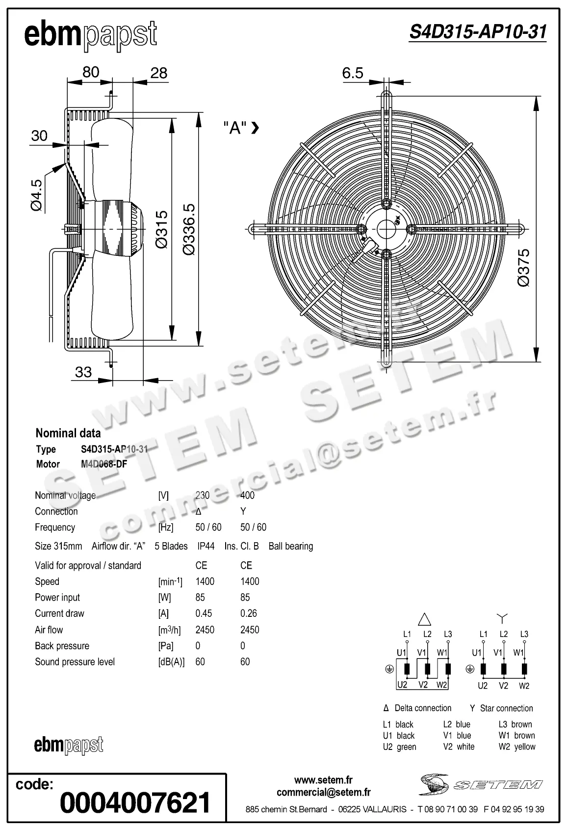 0004103074-VENTILATEUR EBMPAPST S4D315.AP10.31 2