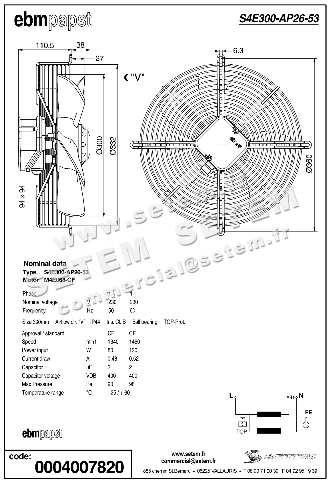 0004103275-VENTILATEUR EBMPAPST S4E300.AP26.53 2