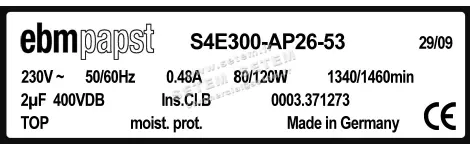 0004103275-VENTILATEUR EBMPAPST S4E300.AP26.53 3