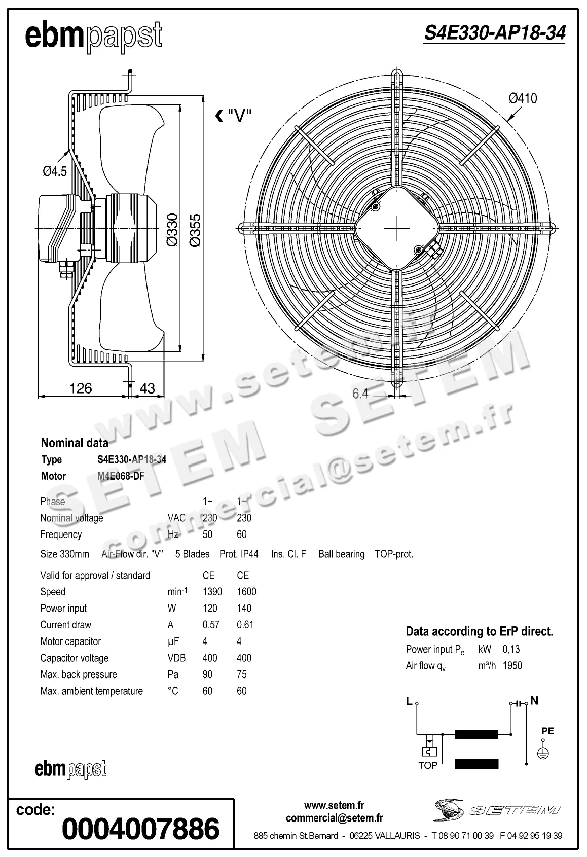 0004103348-VENTILATEUR EBMPAPST S4E330.AP18.34 2