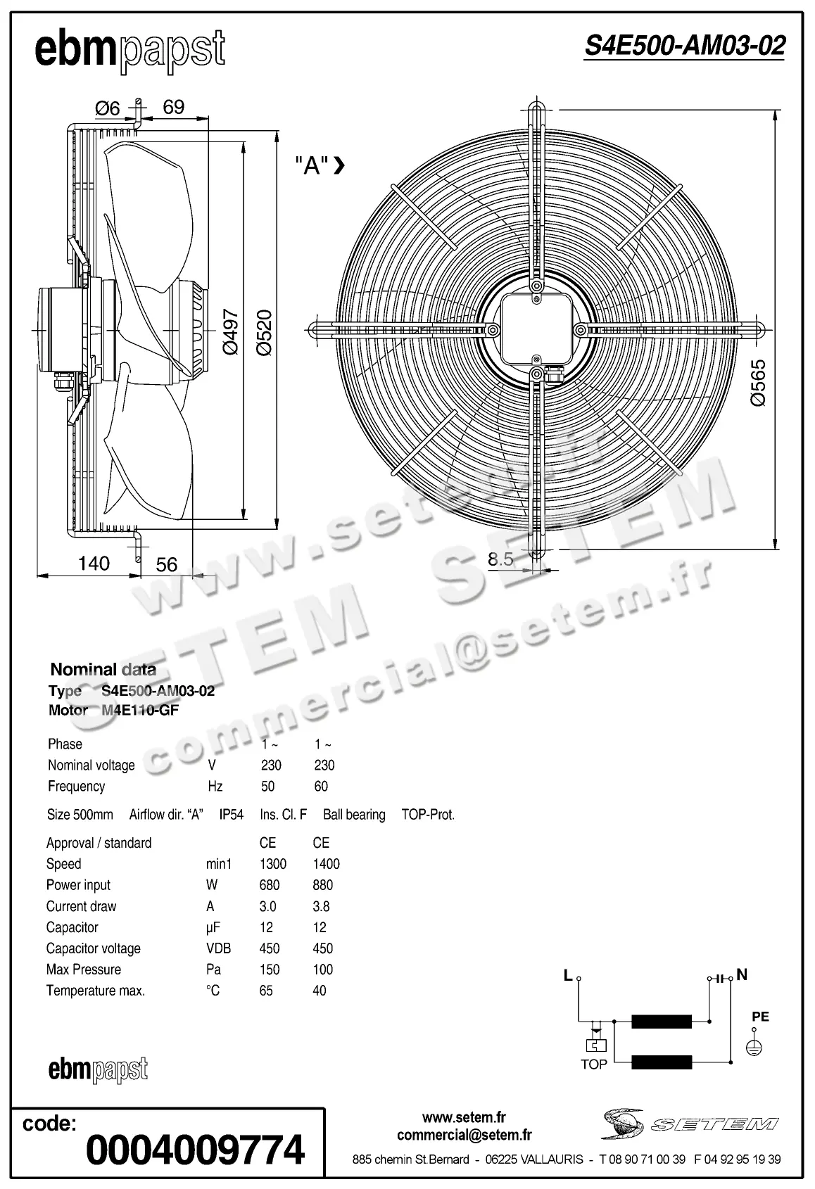 0004103532-VENTILATEUR EBMPAPST S4E500.AM03.02 2