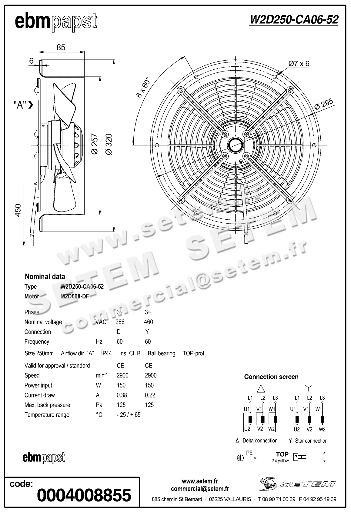 0004103936-VENTILATEUR EBMPAPST W2D250.CA06.52 2