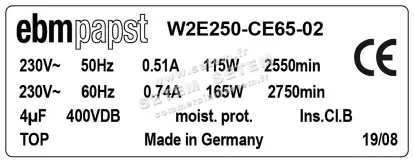 0004104106-VENTILATEUR EBMPAPST W2E250-CE65-02 3