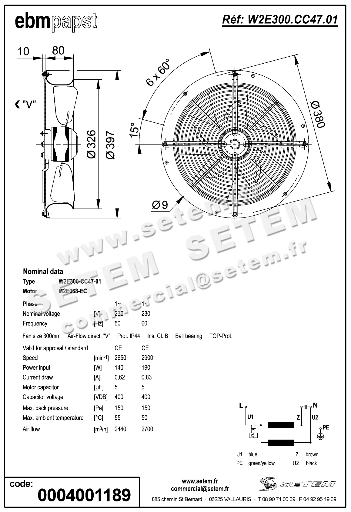 0004104155-VENTILATEUR EBMPAPST W2E300.CC47.01 2