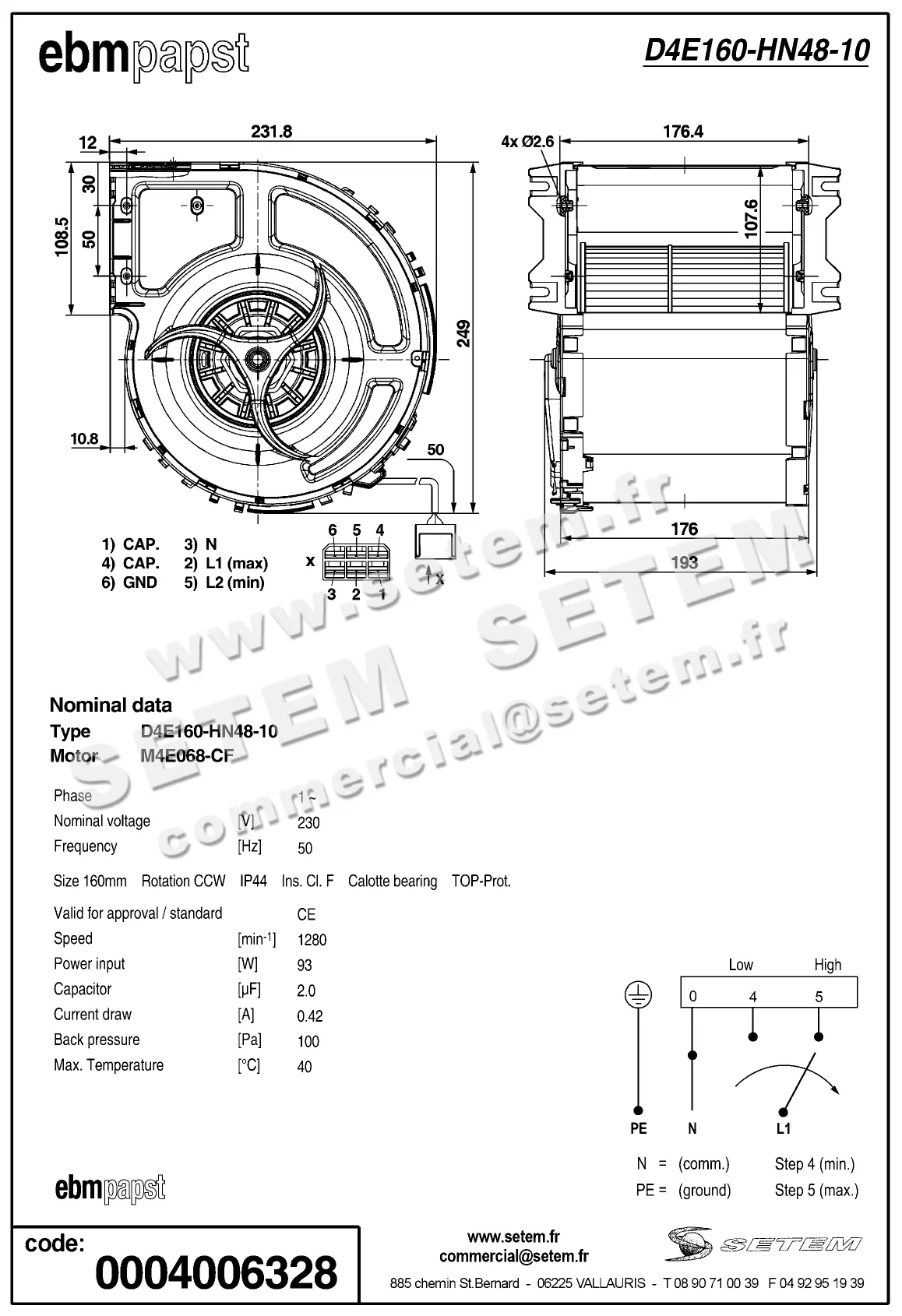 0004104842-VENTILATEUR EBMPAPST D4E160.HN48.10 2