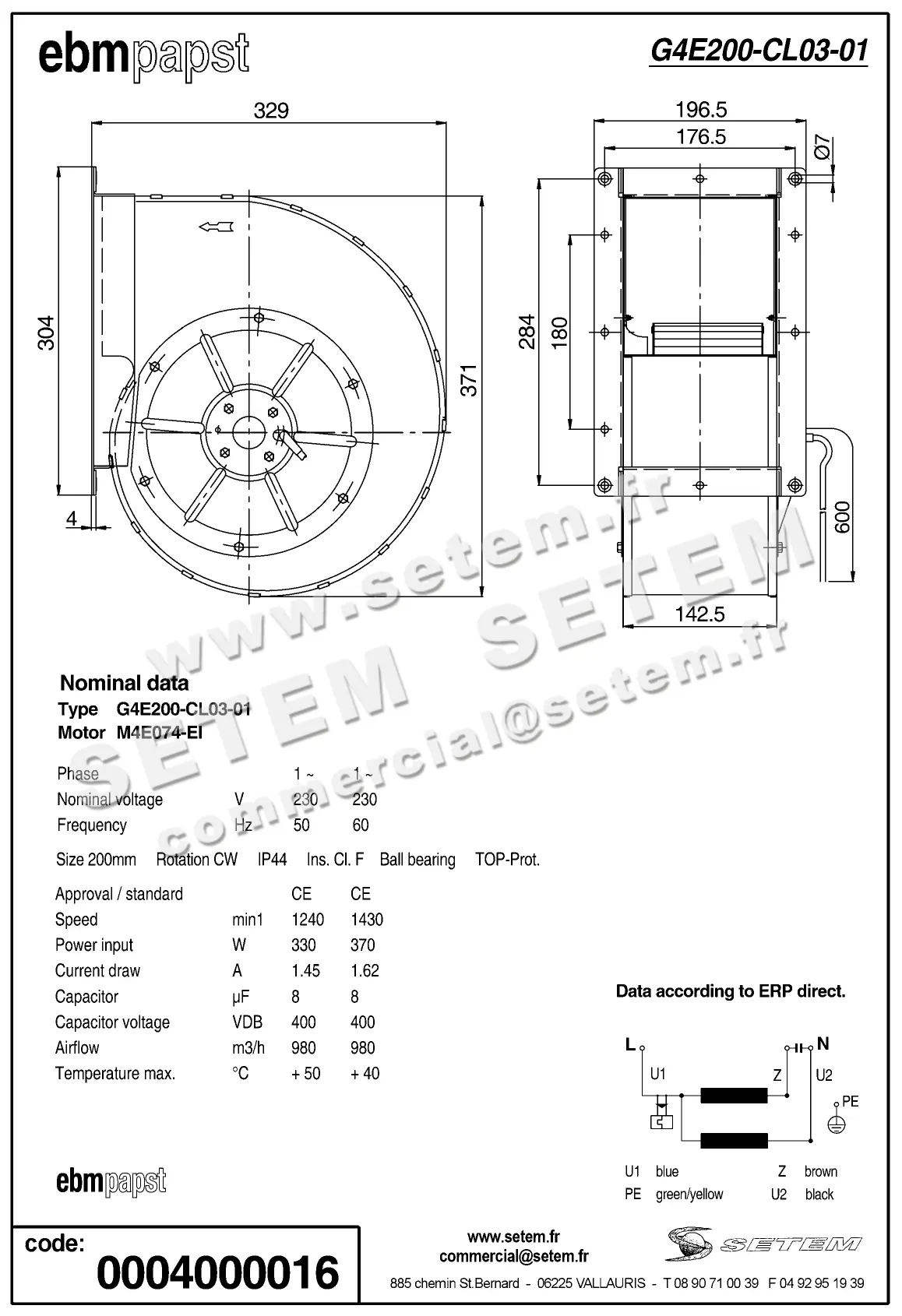 0004104861-VENTILATEUR EBMPAPST G4E200-CL03-01 2