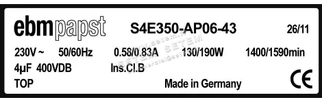 0004104893-VENTILATEUR EBMPAPST S4E350.AP06.43 2