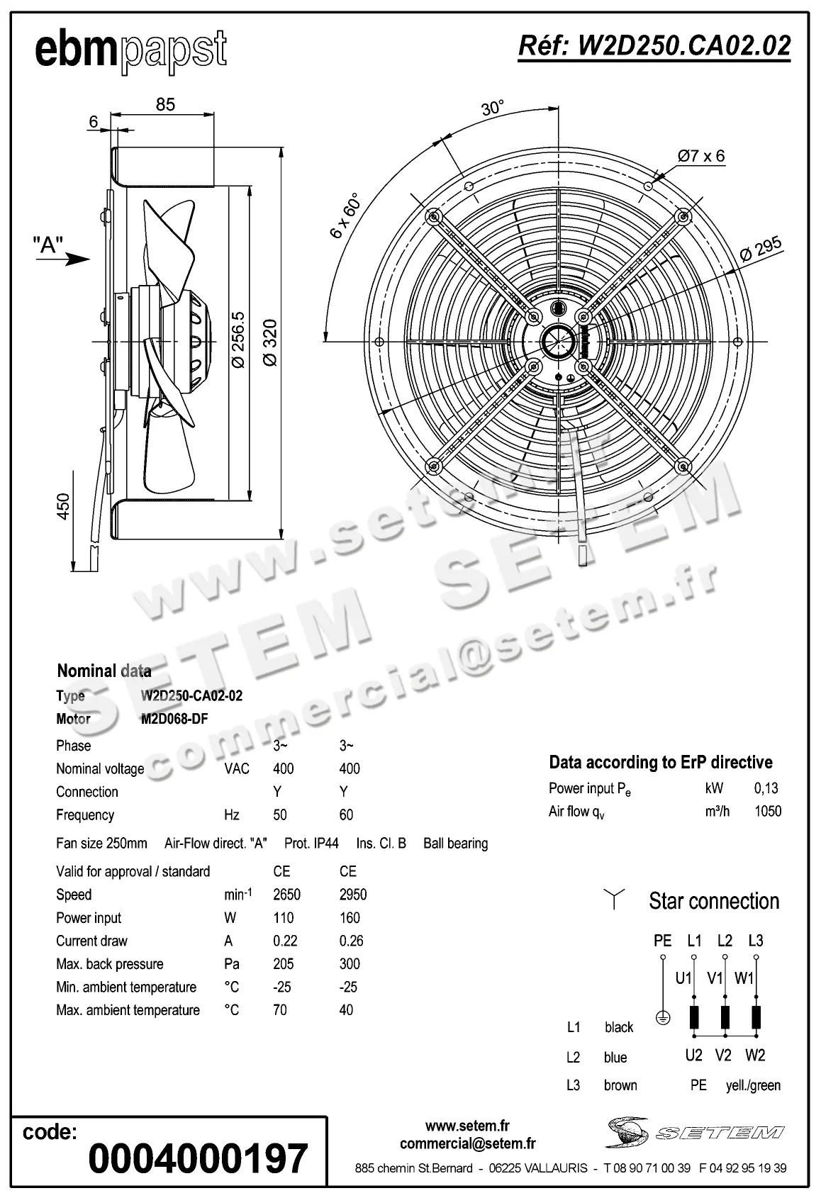 0004104906-VENTILATEUR EBMPAPST W2D250.CA02.02 2