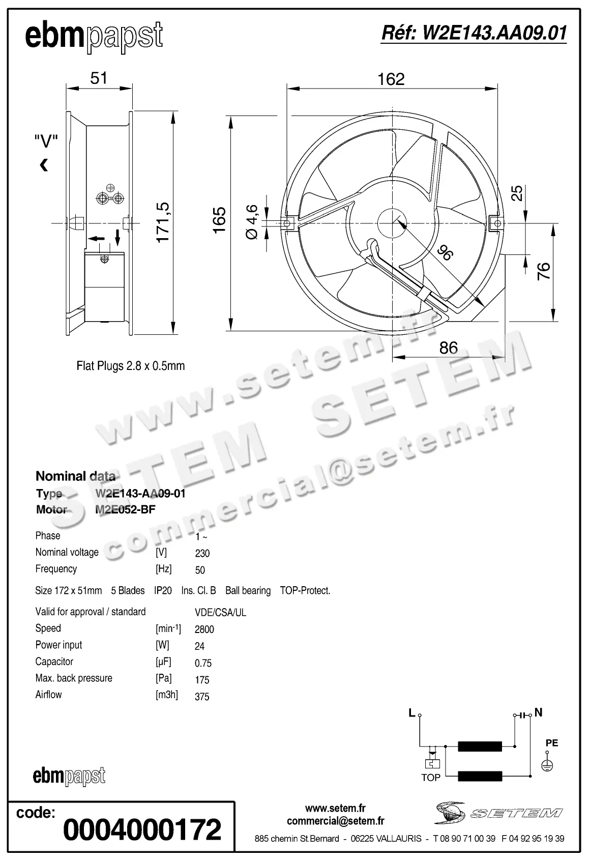 0004104913-VENTILATEUR EBMPAPST W2E143-AA09-01 2