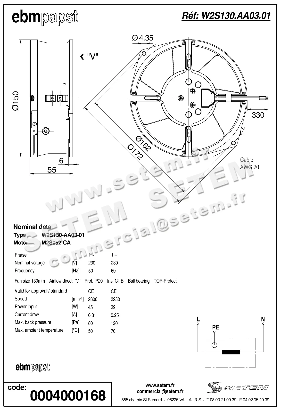 0004104924-VENTILATEUR EBMPAPST W2S130-AA03-01 2